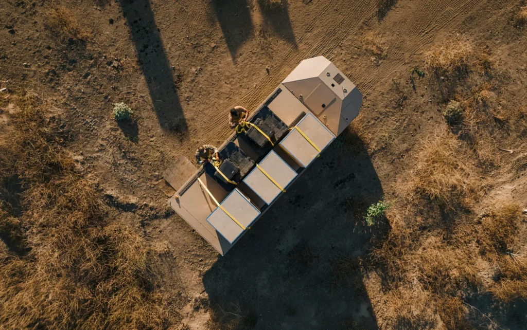 Top-down view of three configurations lined up
